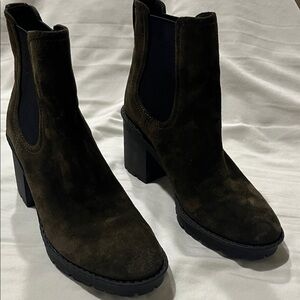 Vince Espresso Suede Heeled Boots